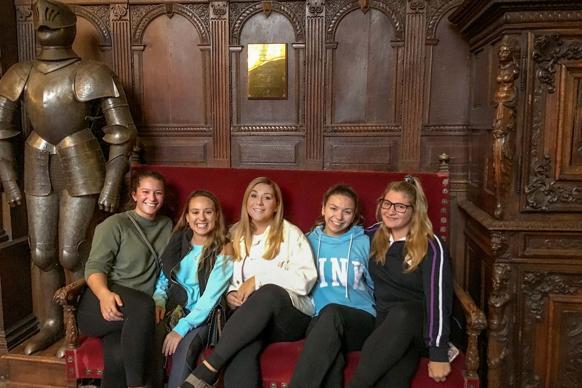 students on bench